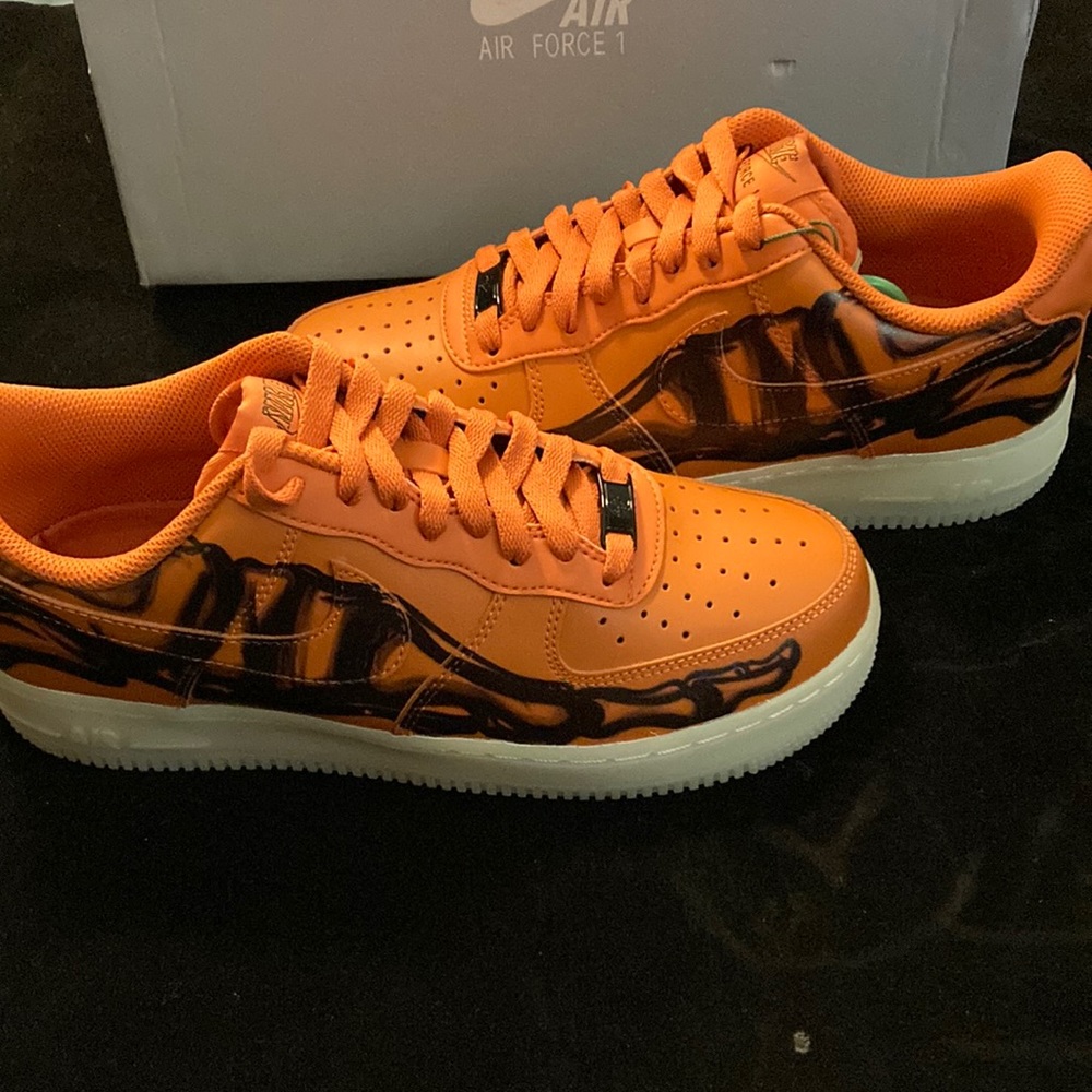Size 7.5 - Nike Air Force 1 Low Orange Skeleton Halloween 2020